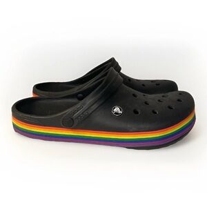 Crocs Crocband Clogs Black Rainbow Men’s 9 Women’s 11 Comfortable Shoes Slides
